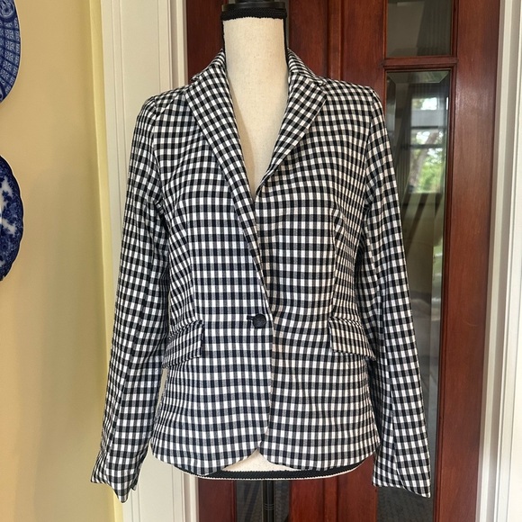 Maison D’Amelie | Black & White Gingham One Button Blazer, Size XS - Picture 2 of 10